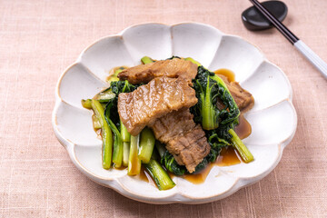 ターサイと豚肉のオイスター炒め