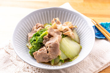 しろ菜と豚肉のオイスターソース炒め