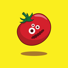 Obraz premium tomato monster vegetable cute vector animation icon