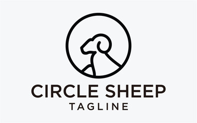 logo design goat,sheep,circle, line art template