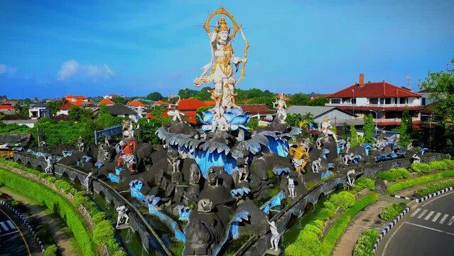 Titi Banda Statue in Sanur Bali. The story of Ramayana helped by Hanuman in rescuing Shinta from Rahwana. Taken in the morning.