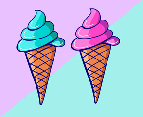 colorful ice cream dessert icon vector