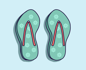 colorful flip flops beach slippers, footwear vector