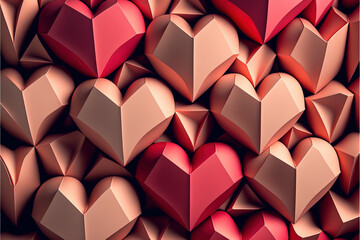 Valentine's hearts, Valentine's Day, paper hearts, 3d hearts, love, in love, lovers, created with Generative AI technology