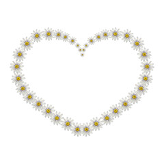 Daisies in the shape of a heart. Watercolor handmade. For printing, stickers and labels. For postcards, business cards