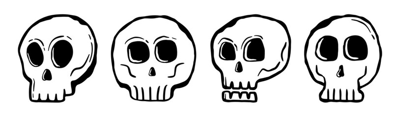 Skull monster line art design vector bundle collection. Hand drawn character symbol. 