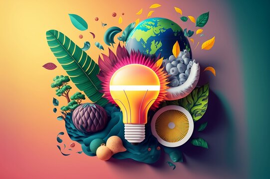 Lightbulb idea for climate change with Generative AI technology