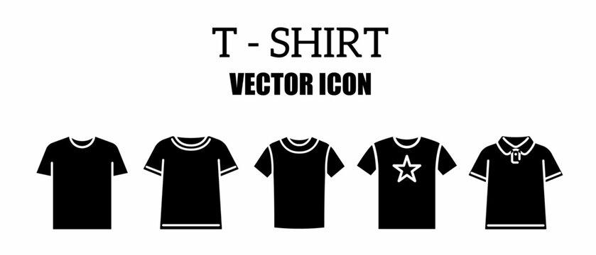 T-shirt icon illustration template set isolated white background. Stock vector illustration.