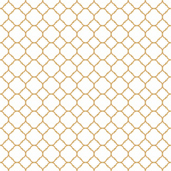 Naklejka premium Islamic ,moroccan, ornamental seamless pattern with beige gold oriental grid line isolated on transparent background , cut out, png, illustration