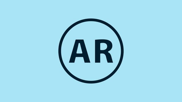 Blue Ar, augmented reality icon isolated on blue background. 4K Video motion graphic animation