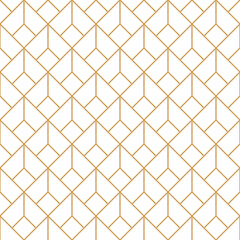 geometric ornamental seamless pattern with beige gold oriental grid line isolated on transparent background , cut out, png, illustration