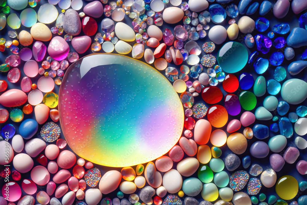 Wall mural luminous colorful stones abstract background. created with generative ai technology