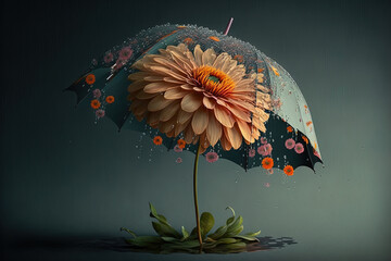 isolated flower under umbrella