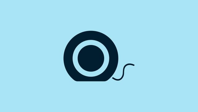 Blue Dental floss icon isolated on blue background. 4K Video motion graphic animation