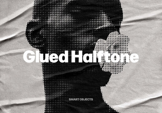 Halftone Texture Glued Effect Mockup