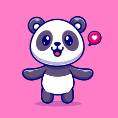 Fototapeta na wymiar Cute Panda Cartoon Vector Icon Illustration. Animal Nature Icon Concept Isolated Premium Vector. Flat Cartoon Style 