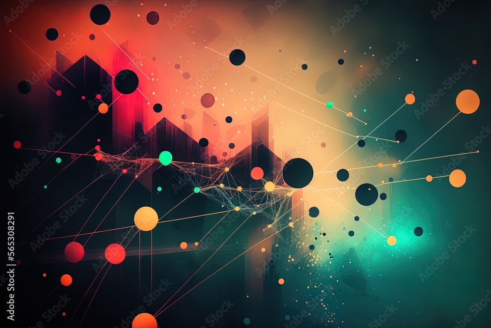 Poster connected dots and lines form an abstract backdrop. artistically-refined computer-generated painting