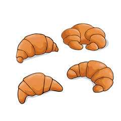 Croissant icon set for bakery shop or food design. Vector illustration.