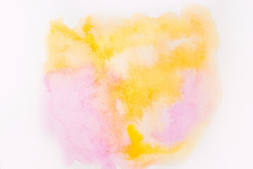 Abstract pink watercolor on white background.The color splashing in the paper.It is a hand drawn.
