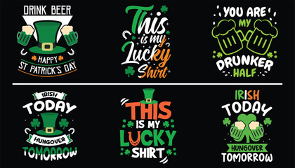 St. Patrick's day t-shirt design bundle. Happy Saint Patrick's Day with T-shirt Vector Bundle. 