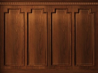 Classic cabinet wall of red wood panels © denisik11