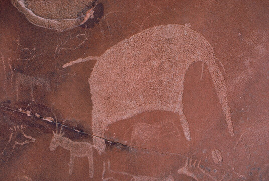 Petroglyphs on stone, Namibia. (detail)