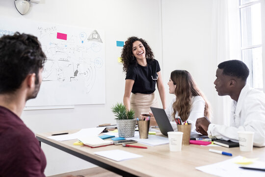 Happy People During A Meeting Presentation