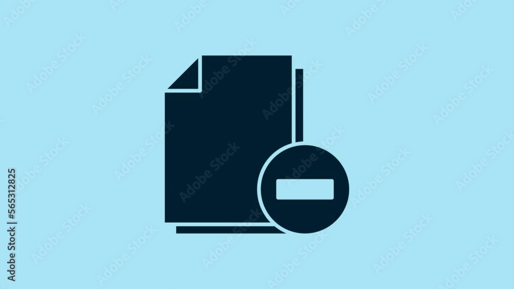 Aufkleber blue document with minus icon isolated on blue background. clear document. remove file document. del