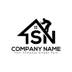 SN roofing home construction, real estate, building, property logo.SN logo NS letter logo Vector Template. Outstanding SN initial vector monogram letter logo