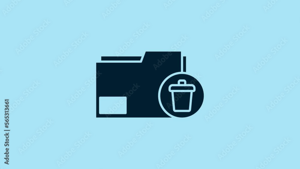 Poster blue delete folder icon isolated on blue background. delete or error folder. close computer informat