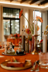 table setting in a restaurant