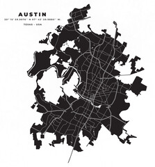 Austin Texas Map Vector Poster Flyer