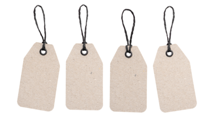 Set of Blank cardboard price tag with string isolated. Template