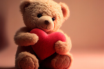 Teddi mit Herz als Geschenk zu Valentinstag - Generative Ai