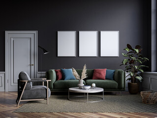 Interior design of modern apartment. Interior mockup, 3d render	