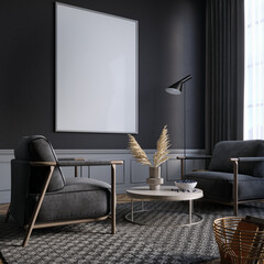 Interior design of modern apartment. Interior mockup, 3d render	