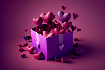Geschenk mit Herz zu Valentinstag - Generative Ai
