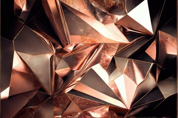 Pink metallic bronze sparkling glossy abstrackt background. Texture rose copper metal. Generative AI