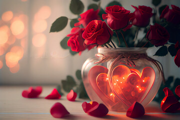 Geschenk mit Herz zu Valentinstag - Generative Ai