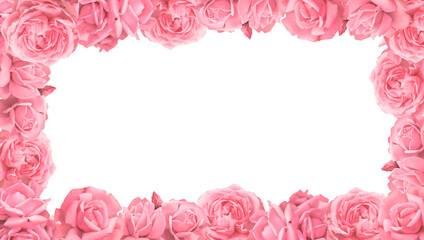 Valentines Day. Roses frame border isolated on a transparent background. Romantic rose set for valentine day and love illustration.