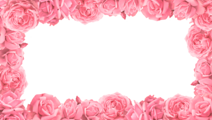 Valentines Day. Roses frame border isolated on a transparent background. Romantic rose set for valentine day and love illustration.