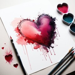 Colorful paint love heart shaped concept, Valentine's Day ,made with Generative AI