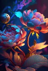 Obraz na płótnie Canvas Beautiful spectral flowers ,made with Generative AI