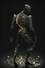 Abstract robot, powerful cyborg, made with Generative AI