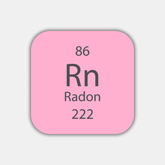 Radon symbol. Chemical element of the periodic table. Vector illustration.