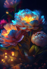 Beautiful spectral flowers ,made with Generative AI