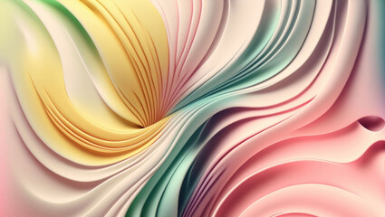Naklejka premium Beautiful mesmerize waves of colorful pattern, wavy surfaces, beautiful background, vintage pastel colors ,made with Generative AI