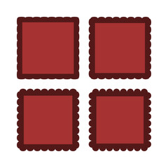 Scallop Edge Red Square Stroke Shapes