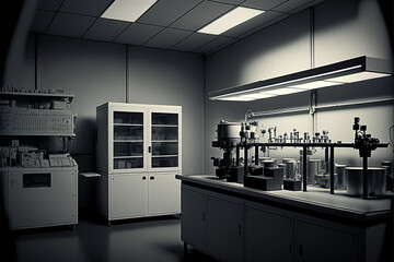 Modern science interior room, generative AI