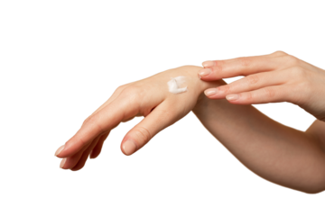 close-up of a protective hand cream, protecting the skin of the hands in the cold season, isolated transparent background.